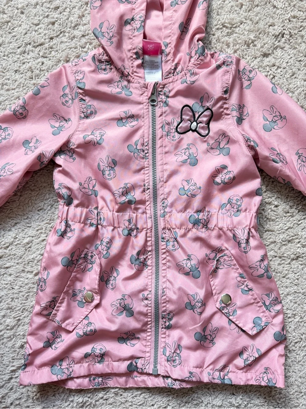 Disney Toddler Girls Minnie Mouse Rain Jacket with Mouse Ears 3T
